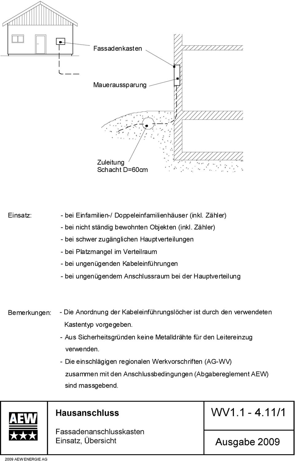 Bemerkungen: - Die Anordnung der Kabeleinführungslöcher ist durch den verwendeten Kastentyp vorgegeben. - Aus Sicherheitsgründen keine Metalldrähte für den Leitereinzug verwenden.