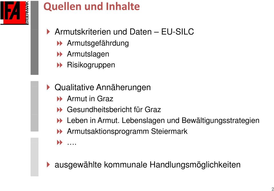 Gesundheitsbericht für Graz Leben in Armut.