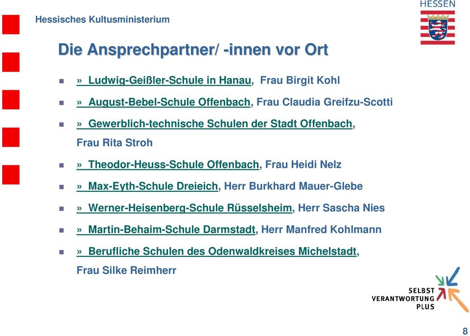 Frau Heidi Nelz» Max-Eyth-Schule Dreieich, Herr Burkhard Mauer-Glebe» Werner-Heisenberg-Schule Rüsselsheim, Herr Sascha Nies»