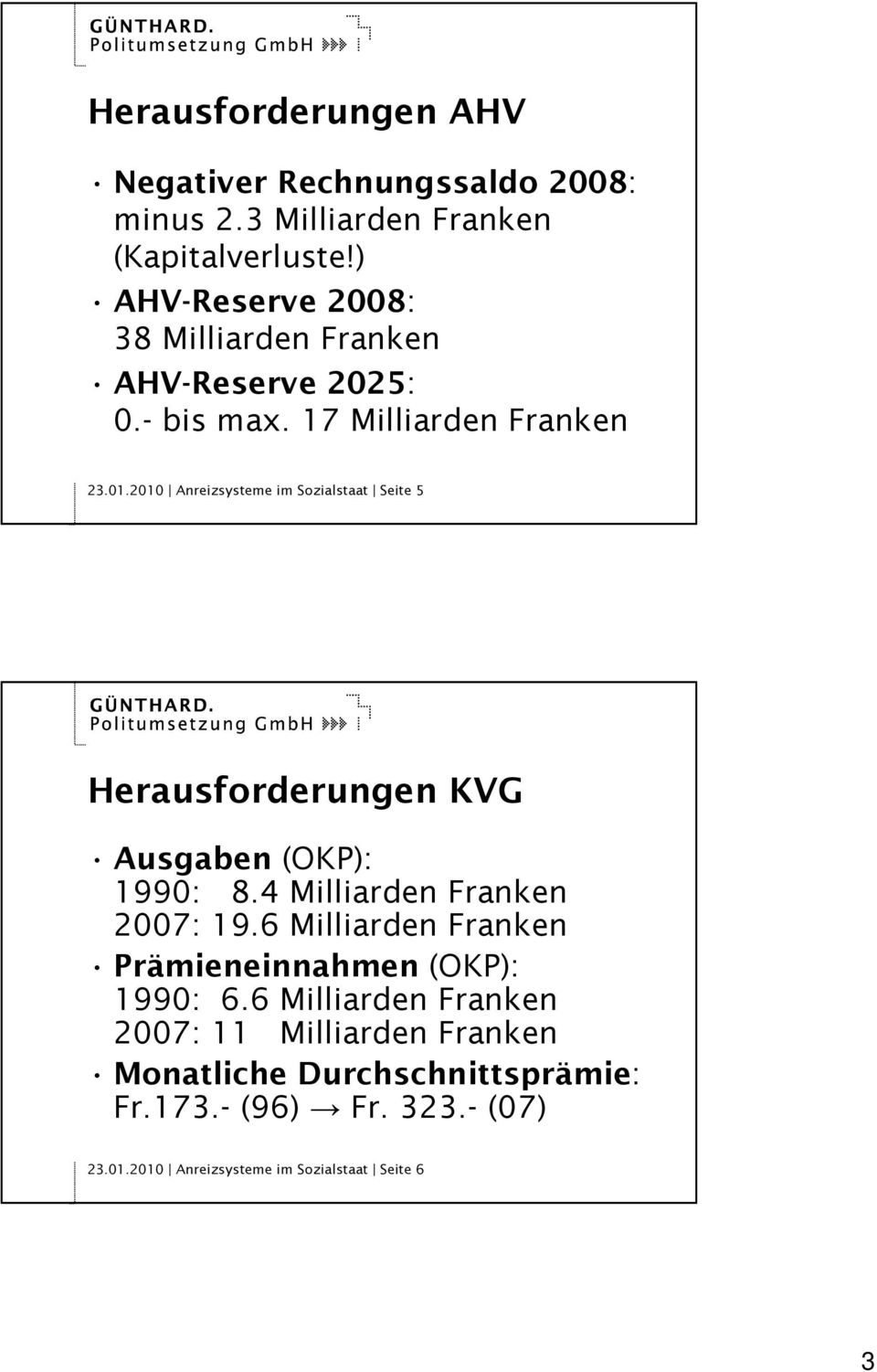 2010 Anreizsysteme im Sozialstaat Seite 5 Herausforderungen KVG Ausgaben (OKP): 1990: 8.4 Milliarden Franken 2007: 19.