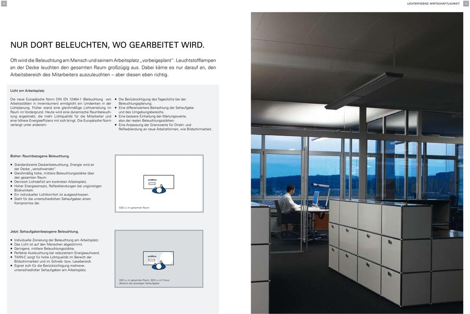 Die neue Europäische Norm DIN EN 12464-1 (Beleuchtung von Arbeitsstätten in Innenräumen) ermöglicht ein Umdenken in der Lichtplanung.