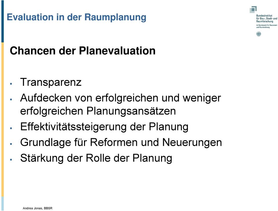 erfolgreichen Planungsansätzen Effektivitätssteigerung der