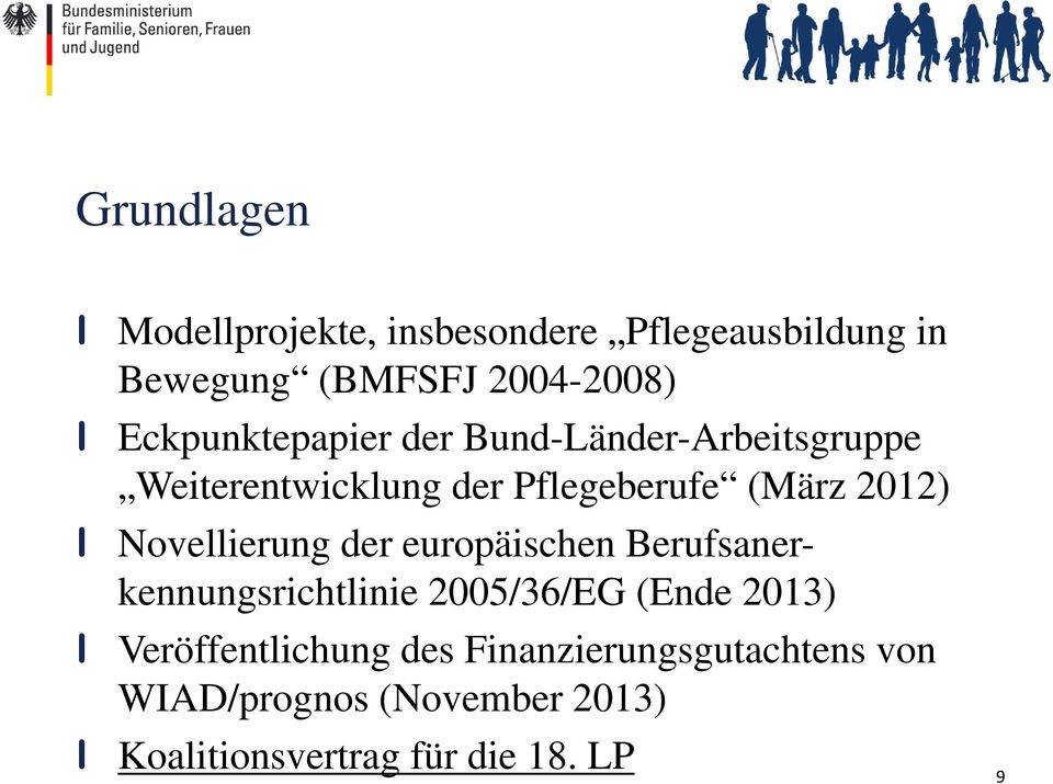 Novellierung der europäischen Berufsanerkennungsrichtlinie 2005/36/EG (Ende 2013) I