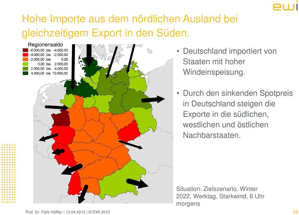 Durch den sinkenden Spotpreis in Deutschland steigen die Exporte in die südlichen, westlichen