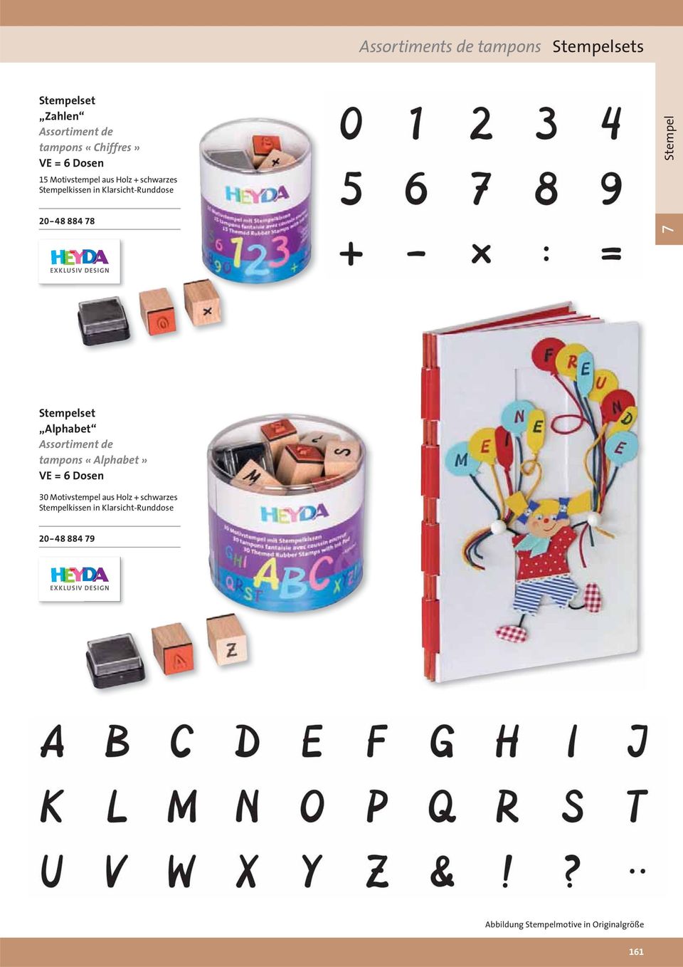 «Alphabet» 30 Motivstempel aus Holz + schwarzes kissen in