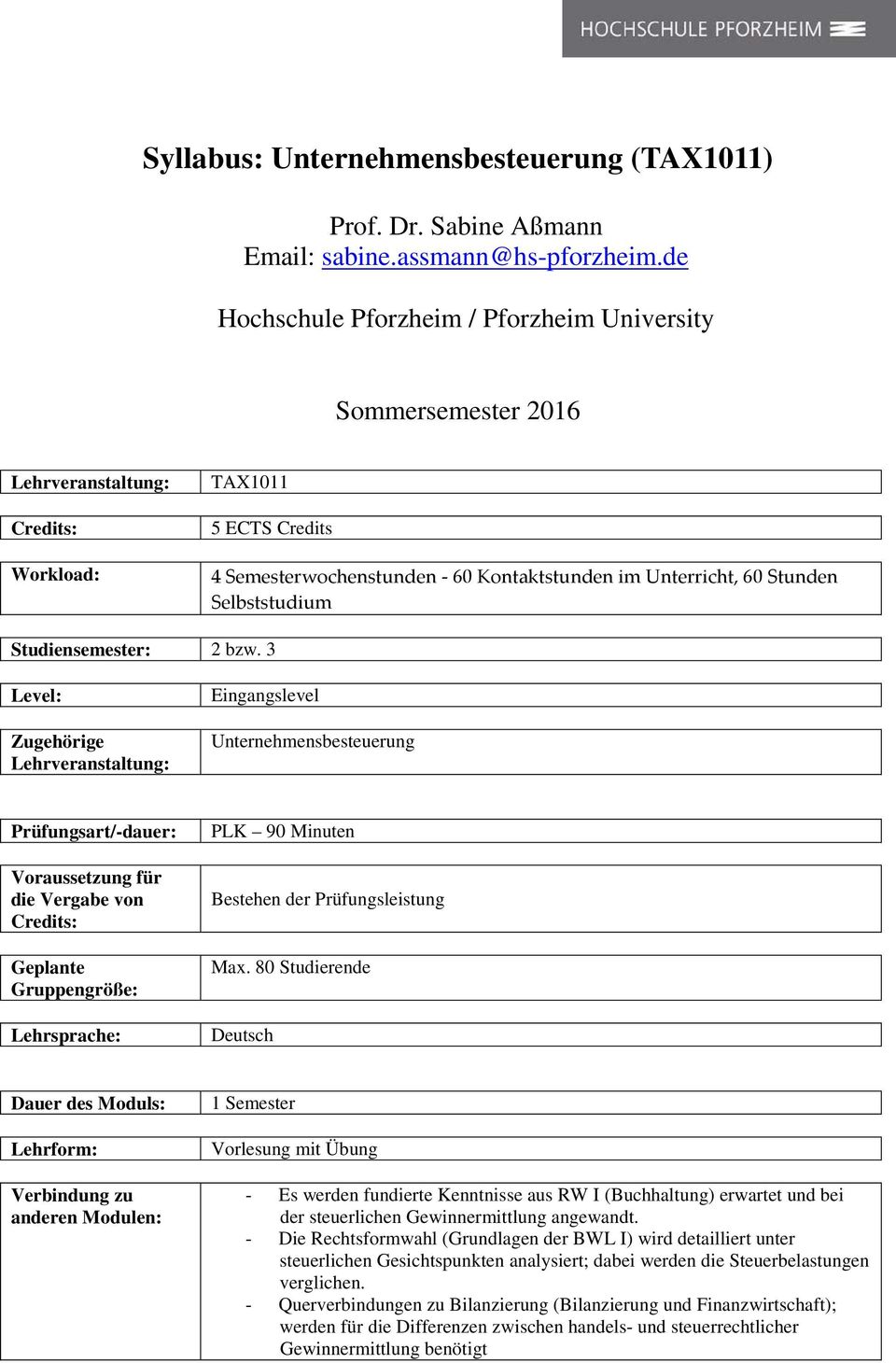 Selbststudium Studiensemester: 2 bzw.