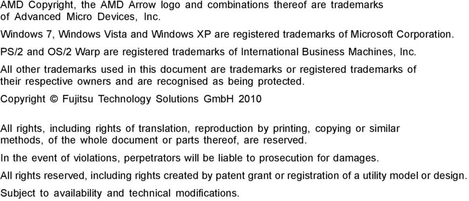 All other trademarks used in this document are trademarks or registered trademarks of their respective owners and are recognised as being protected.