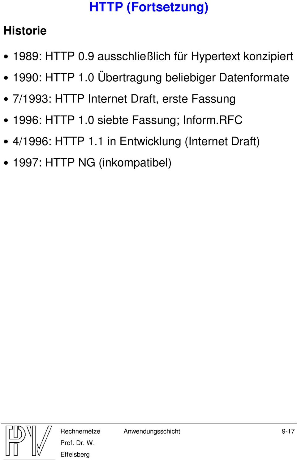 0 Übertragung beliebiger Datenformate 7/1993: HTTP Internet Draft, erste