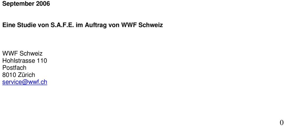 im Auftrag von WWF Schweiz WWF
