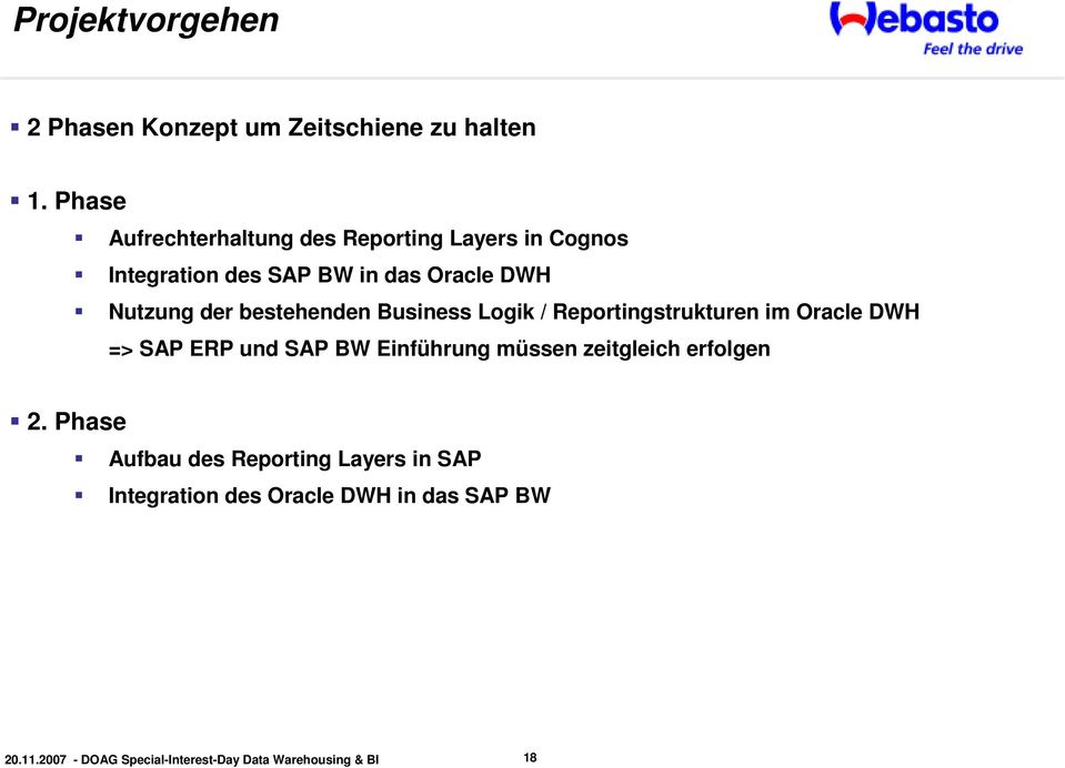DWH Nutzung der bestehenden Business Logik / Reportingstrukturen im Oracle DWH => SAP ERP und
