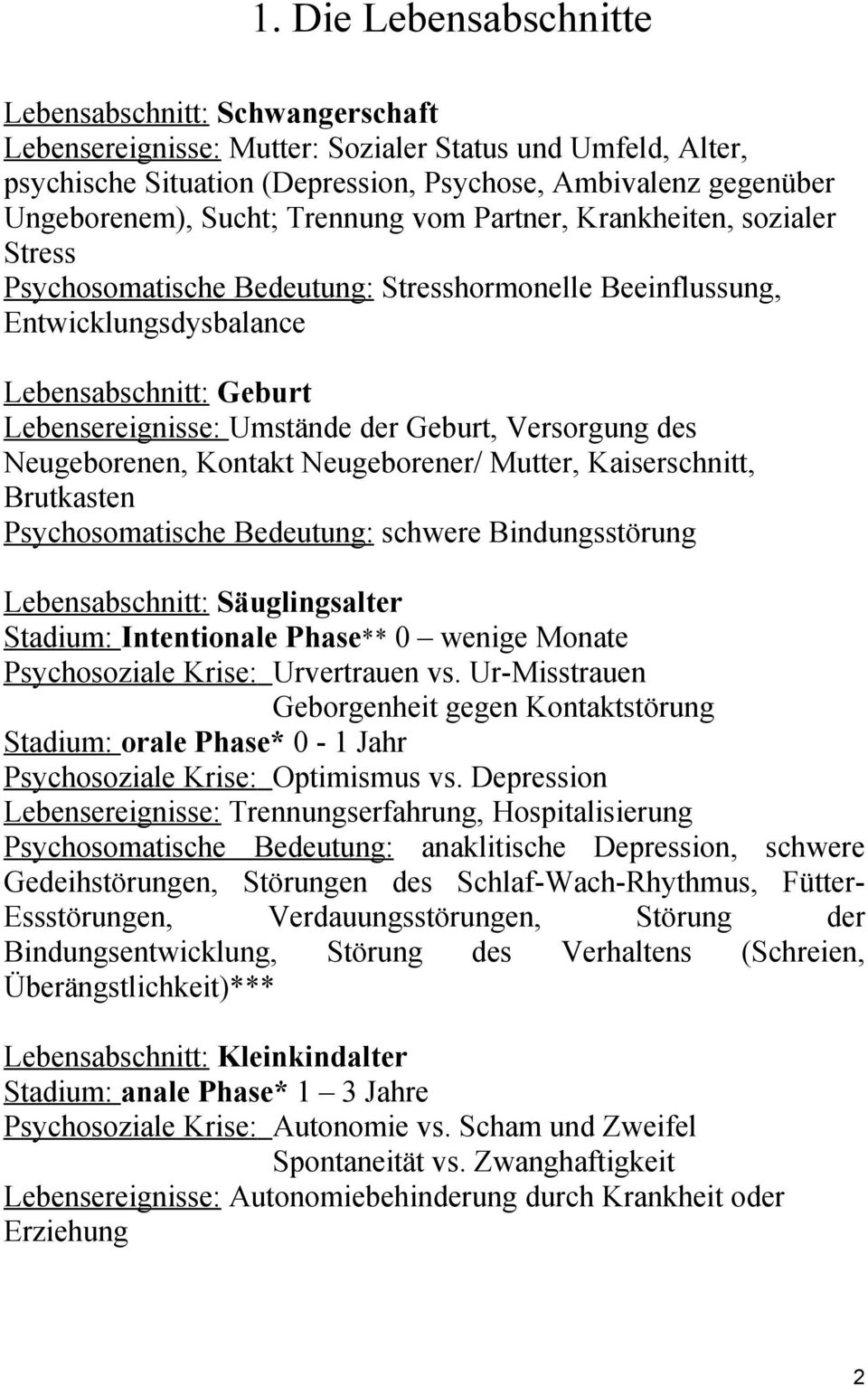 Geburt, Versorgung des Neugeborenen, Kontakt Neugeborener/ Mutter, Kaiserschnitt, Brutkasten Psychosomatische Bedeutung: schwere Bindungsstörung Lebensabschnitt: Säuglingsalter Stadium: Intentionale