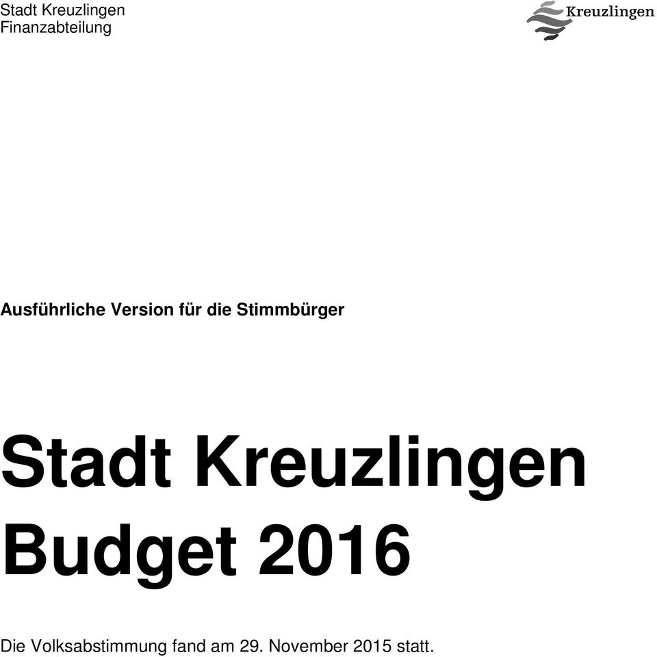 Stimmbürger Stadt Kreuzlingen Budget