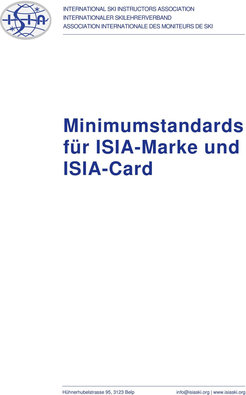 DE SKI Minimumstandards für ISIA-Marke und ISIA-Card