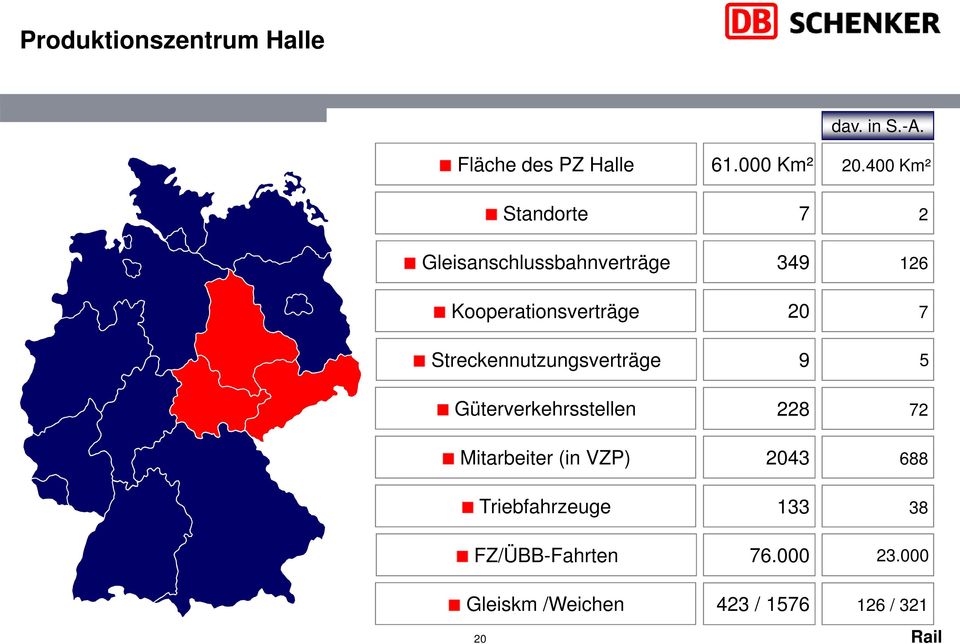 400 Km² 2 126 Kooperationsverträge 20 7 Streckennutzungsverträge