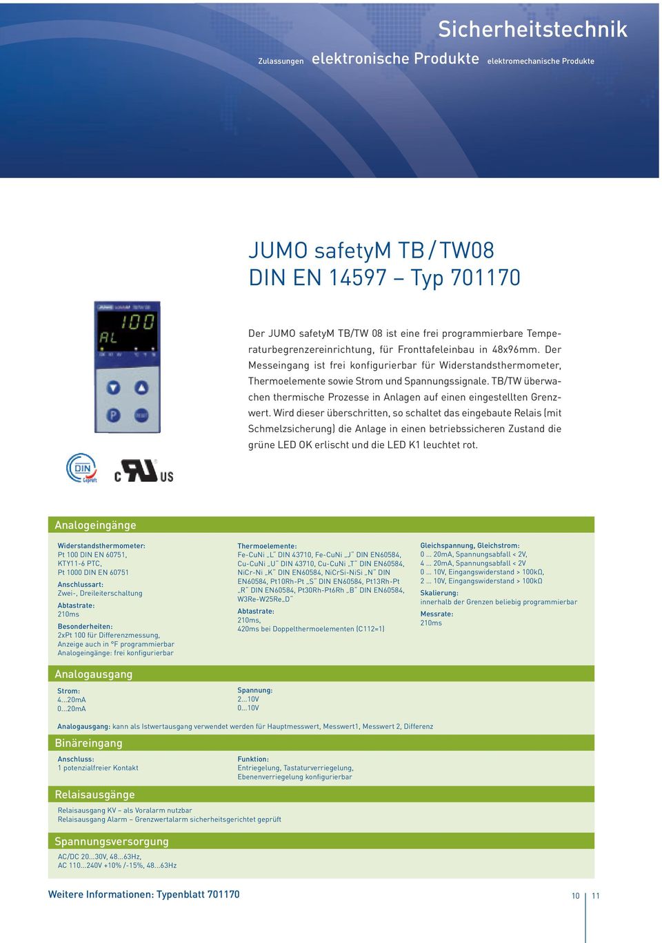 TB/TW überwachen thermische Prozesse in Anlagen auf einen eingestellten Grenzwert.