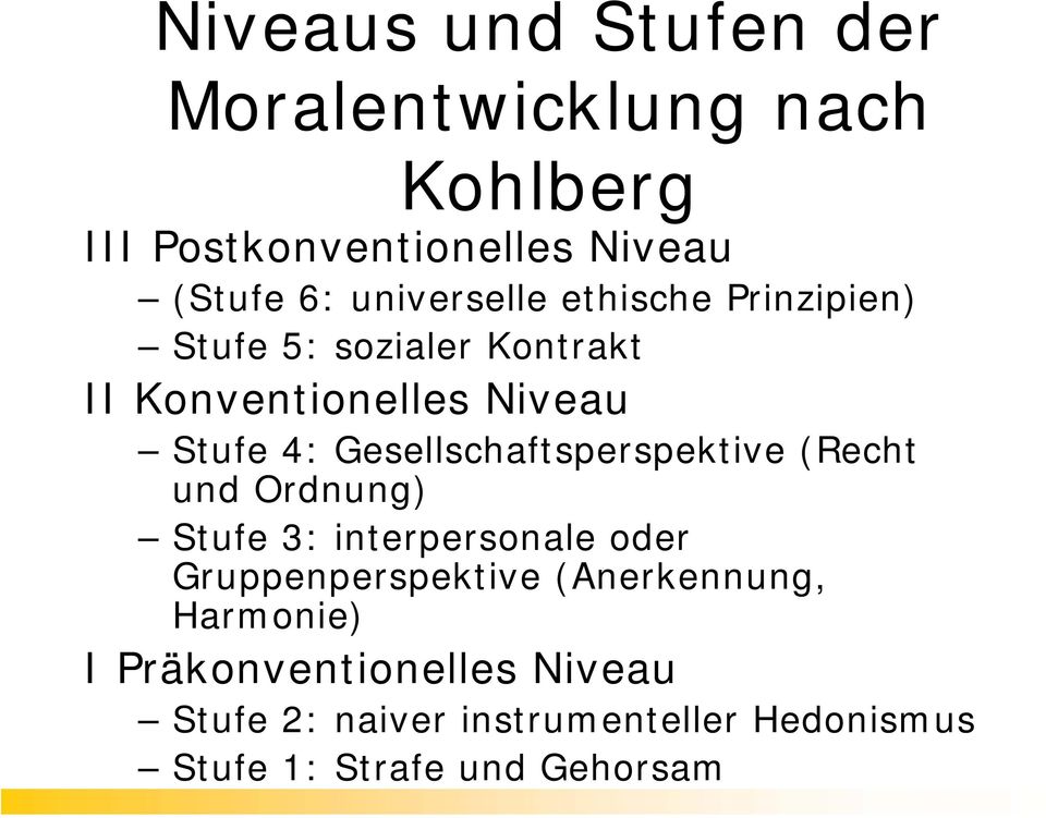 Gesellschaftsperspektive (Recht und Ordnung) Stufe 3: interpersonale oder Gruppenperspektive