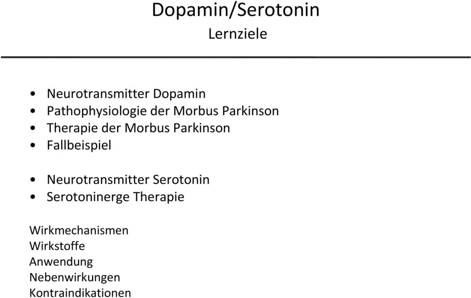 Parkinson Fallbeispiel Neurotransmitter Serotonin