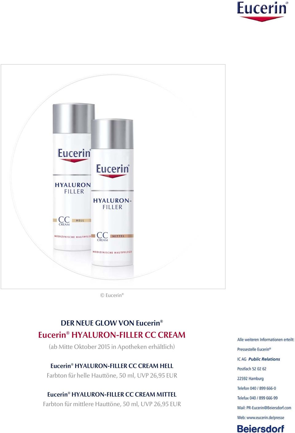 CREAM HELL Farbton für helle Hauttöne, 50 ml, UVP 26,95 EUR Eucerin