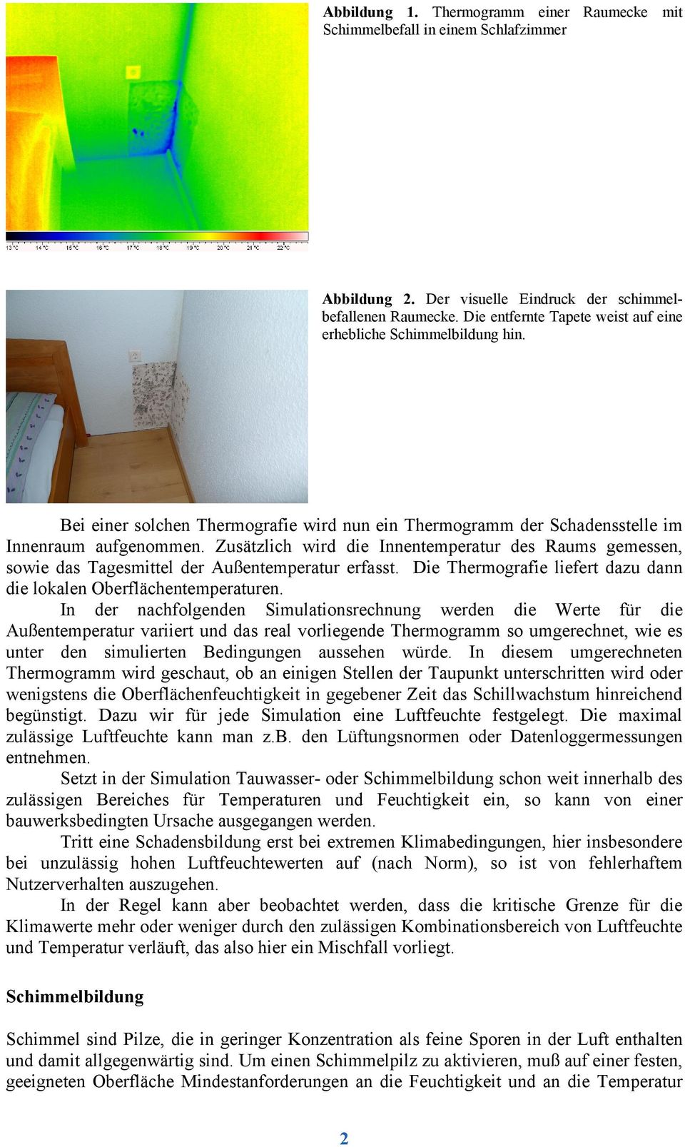 Zusätzlich wird die Innentemperatur des Raums gemessen, sowie das Tagesmittel der Außentemperatur erfasst. Die Thermografie liefert dazu dann die lokalen Oberflächentemperaturen.