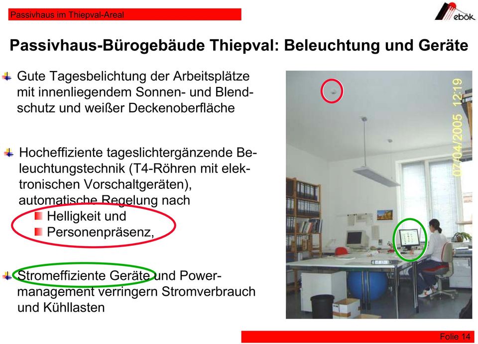 Beleuchtungstechnik (T4-Röhren mit elektronischen Vorschaltgeräten), automatische Regelung nach