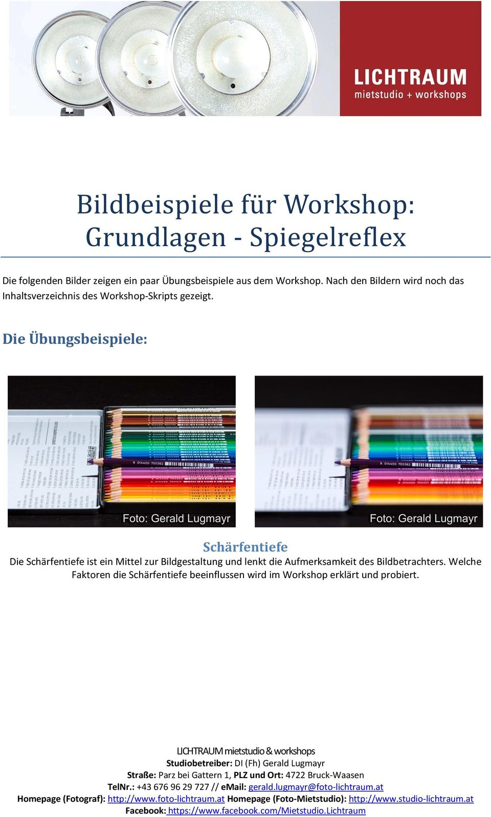 Nach den Bildern wird noch das Inhaltsverzeichnis des Workshop-Skripts gezeigt.