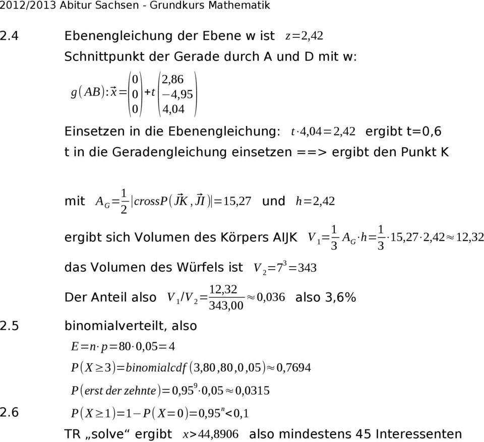 1 = 1 3 A G h=1 3 15,27 2,42 12,32 das Volumen des Würfels ist V 2 =7 3 =343 Der Anteil also V 1 /V 2 = 12,32 0,036 also 3,6% 343,00 2.