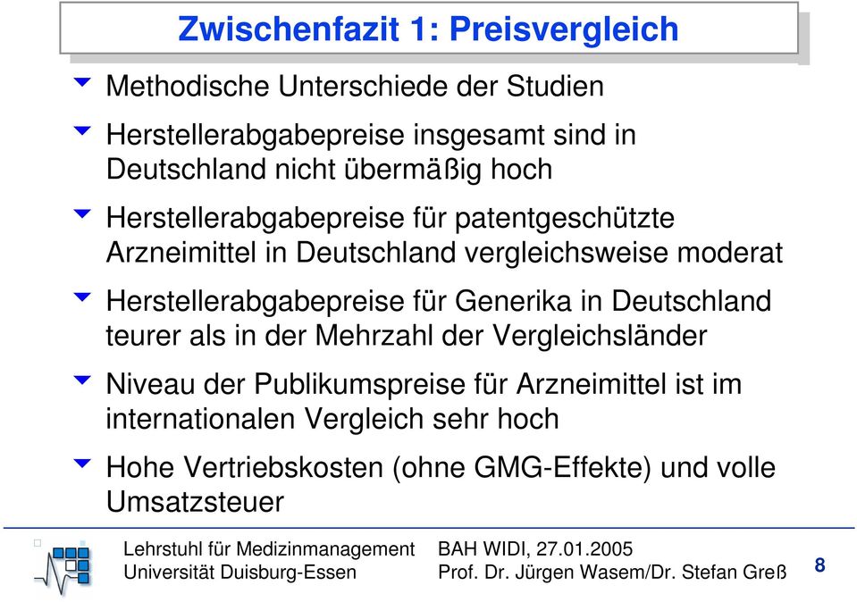 Generika in Deutschland teurer als in der Mehrzahl der Vergleichsländer 6 Niveau der Publikumspreise für Arzneimittel ist im internationalen