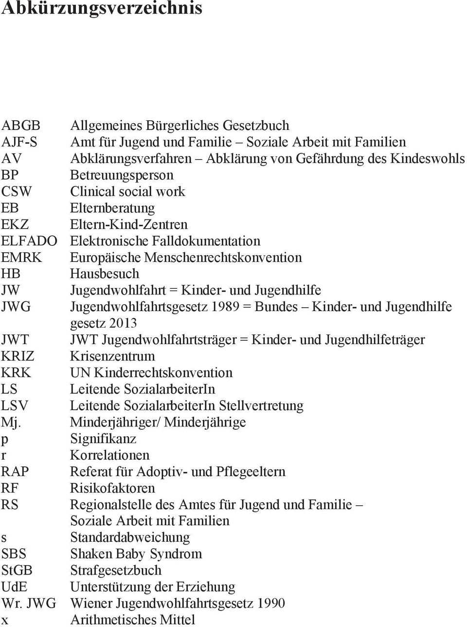 Jugendwohlfahrt = Kinder- und Jugendhilfe JWG Jugendwohlfahrtsgesetz 1989 = Bundes Kinder- und Jugendhilfe gesetz 2013 JWT JWT Jugendwohlfahrtsträger = Kinder- und Jugendhilfeträger KRIZ