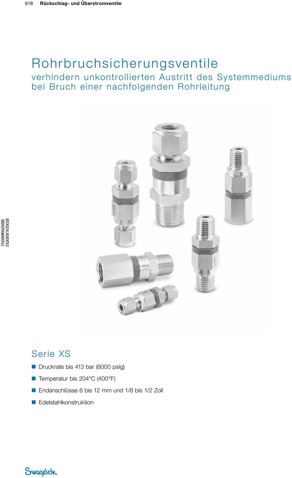 Rohrleitung Serie XS Druckrate bis 43 bar (6000 psig) Temperatur bis 204