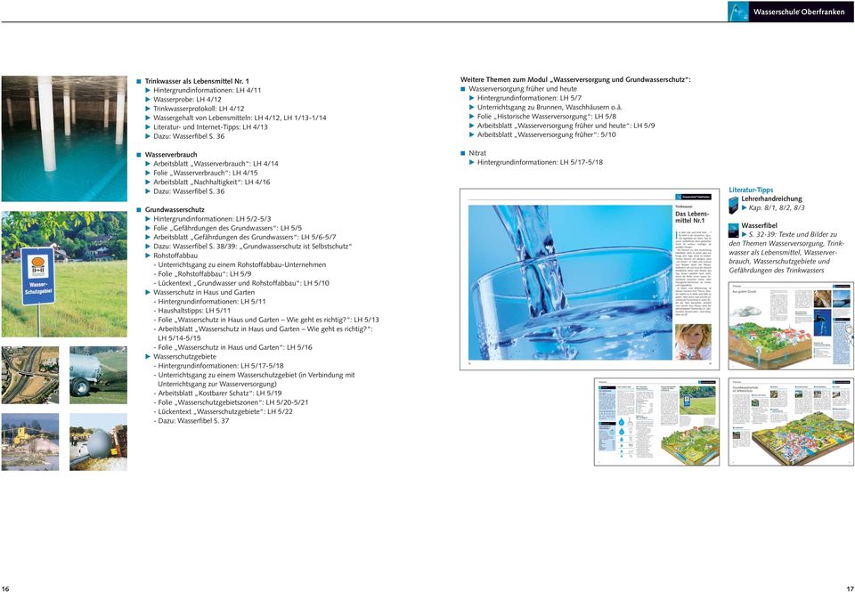 36 Wasserverbrauch Arbeitsblatt Wasserverbrauch : LH 4/14 Folie Wasserverbrauch : LH 4/15 Arbeitsblatt Nachhaltigkeit : LH 4/16 Dazu: Wasserfibel S.