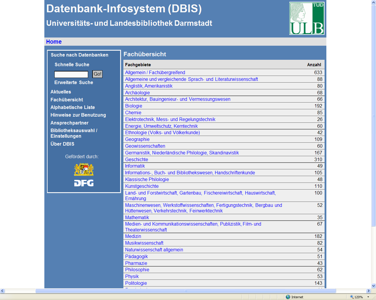 Datenbankinformationssystem (DBIS) DBIS zeigt Ihnen verfügbare Datenbanken, die zu Ihrem Thema passen könnten: 18.08.