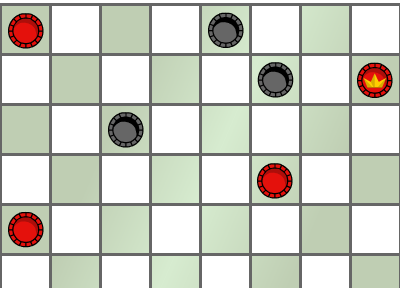 Pendel- Ecke Rot besitzt drei Damen, Schwarz lediglich zwei. Rot möchte mit der Besetzung Zwei zu Eins weiterzukämpfen.