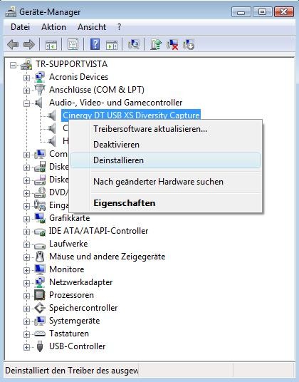 Kapitel 2: Deinstallation eines TerraTec Treibers unter Windows Vista Öffnen Sie bitte den