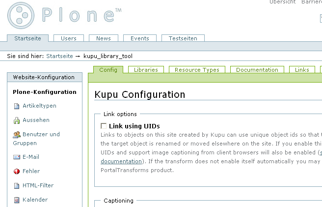 Installation 10 4.3 Kupu Zur Installation von Kupu wurde in dieser Arbeit zunächst die Erweiterung Kupu 1.4.16 in Plone 4 aktiviert, die in dieser Plone-Version standardmäßig als Erweiterung verfügbar ist.