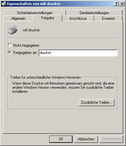 3.11.4. Windows 2000: Gemeinsame Nutzung eines Druckers Es ist möglich einen Drucker im Netzwerk freizugeben und gemeinsam mit anderen Computern zu nutzen, die über einen WiFi-Adapter verfügen.