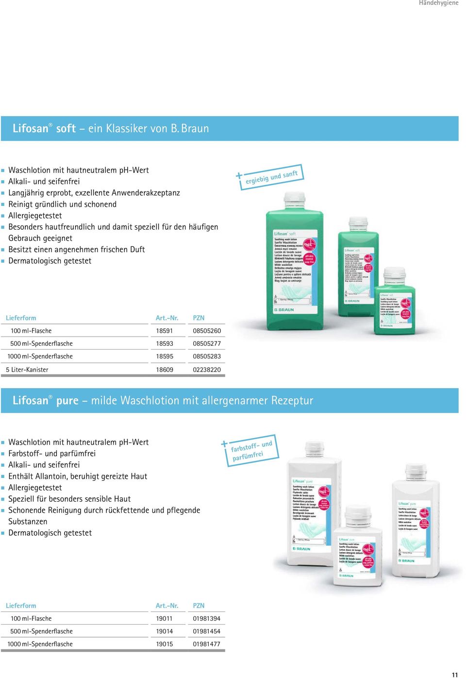 speziell für den häufigen Gebrauch geeignet Besitzt einen angenehmen frischen Duft Dermatologisch getestet ergiebig und sanft 100 ml-flasche 18591 08505260 500 ml-spenderflasche 18593 08505277 1000