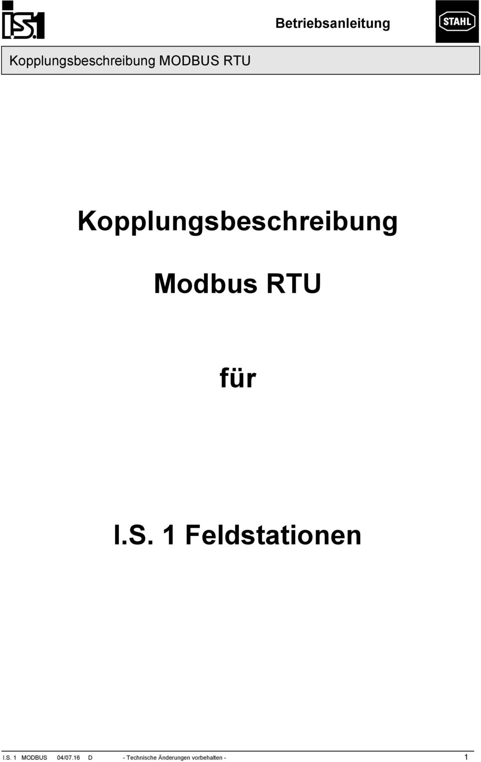 S. 1 MODBUS 04/07.