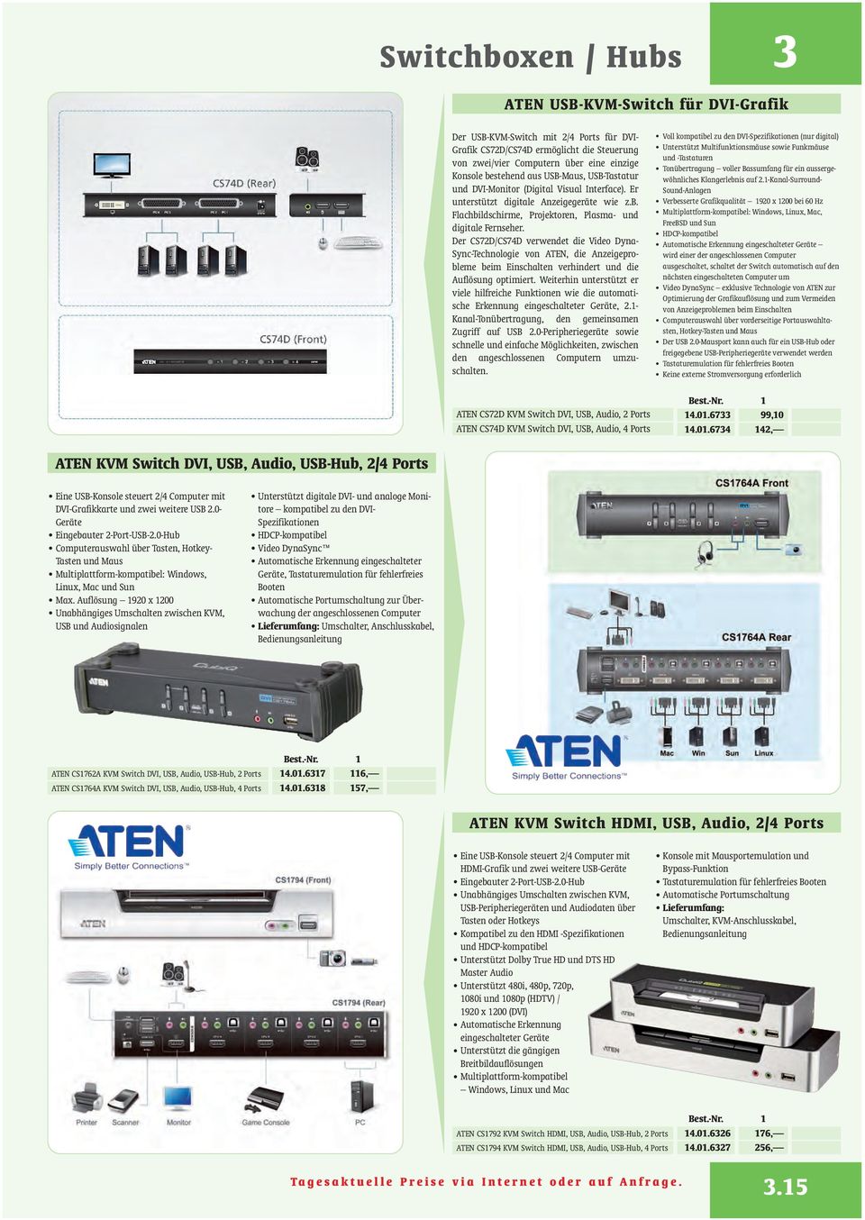 Der CS72D/CS74D verwendet die Video Dyna- Sync-Technologie von ATEN, die Anzeigeprobleme beim Einschalten verhindert und die Auflösung optimiert.