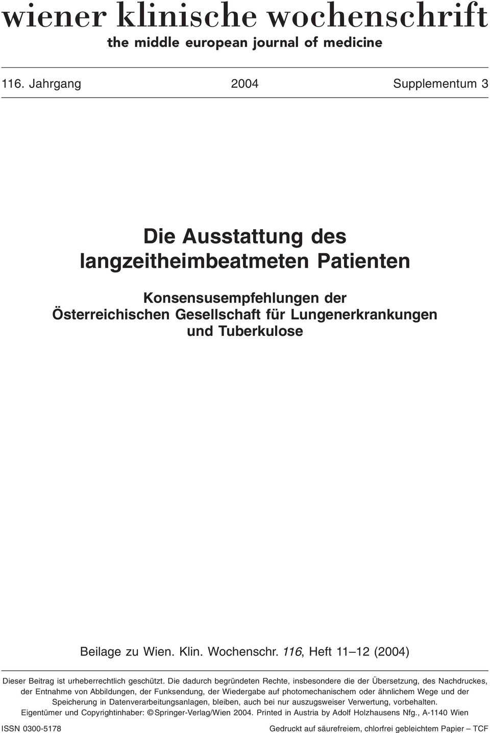 Wochenschr. 116, Heft 11 12 (2004) Dieser Beitrag ist urheberrechtlich geschützt.