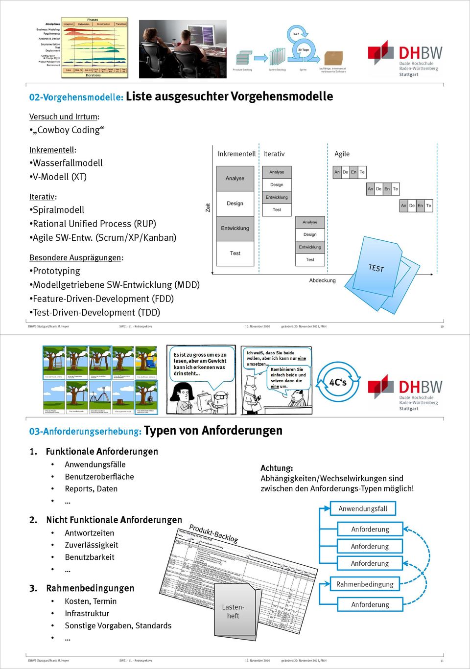 (Scrum/XP/Kanban) Besondere Ausprägungen: Prototyping Modellgetriebene SW-Entwicklung (MDD) Feature-Driven-Development (FDD) Test-Driven-Development (TDD) 10 4C s 03-Anforderungserhebung: Typen von