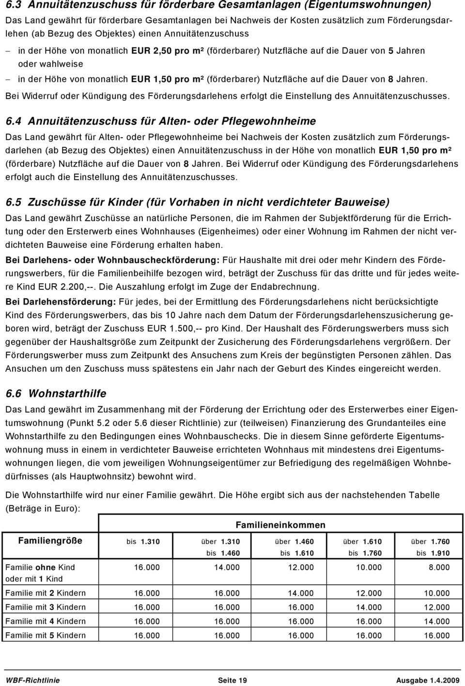 Nutzfläche auf die Dauer von 8 Jahren. Bei Widerruf oder Kündigung des Förderungsdarlehens erfolgt die Einstellung des Annuitätenzuschusses. 6.