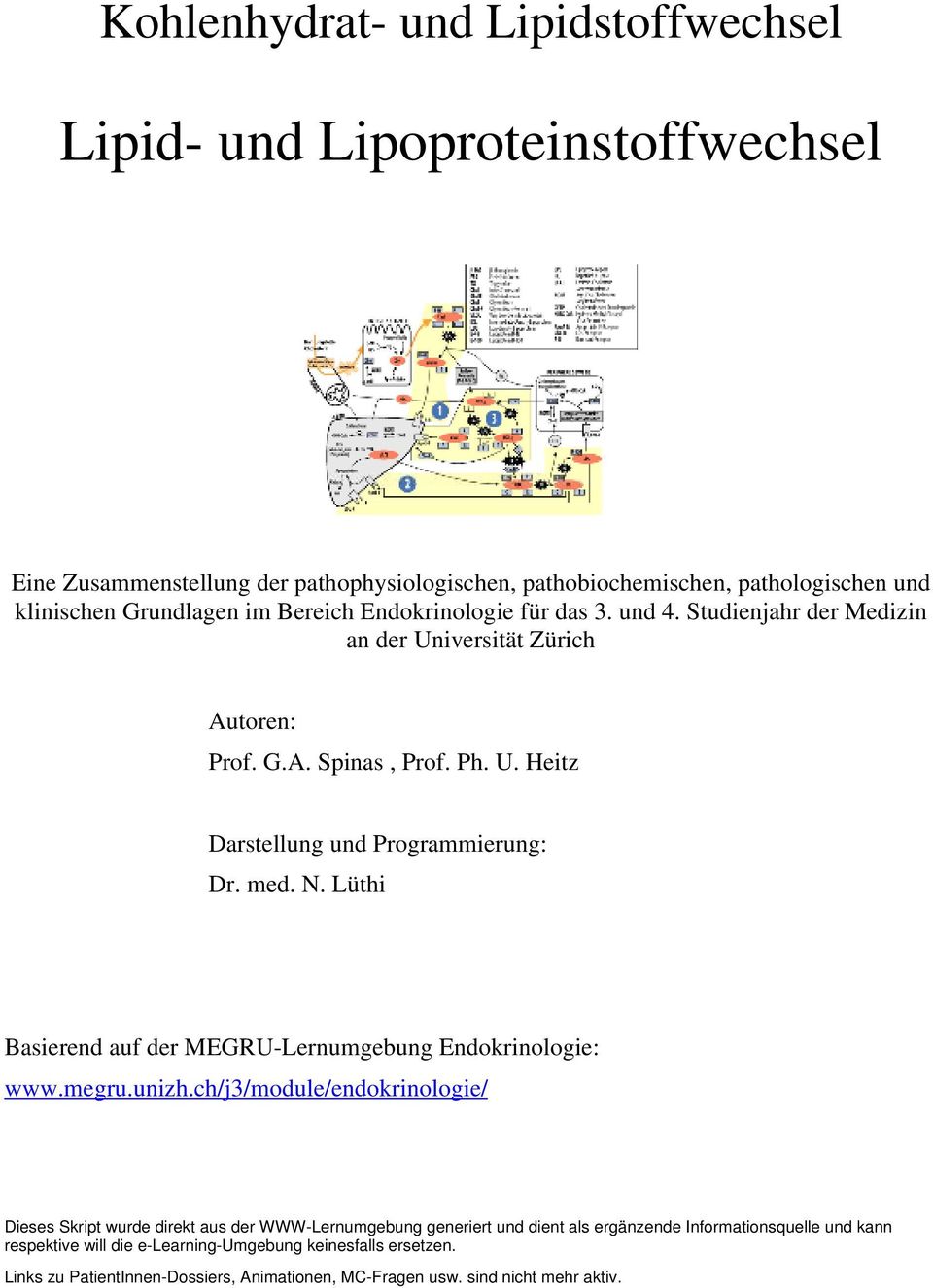 N. Lüthi Basierend auf der MEGRU-Lernumgebung Endokrinologie: www.megru.unizh.