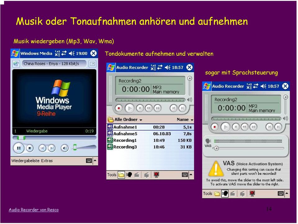 Wma) Tondokumente aufnehmen und verwalten
