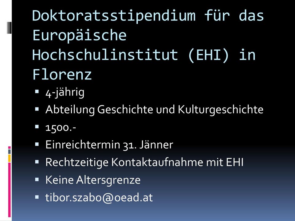 Kulturgeschichte 1500.- Einreichtermin 31.