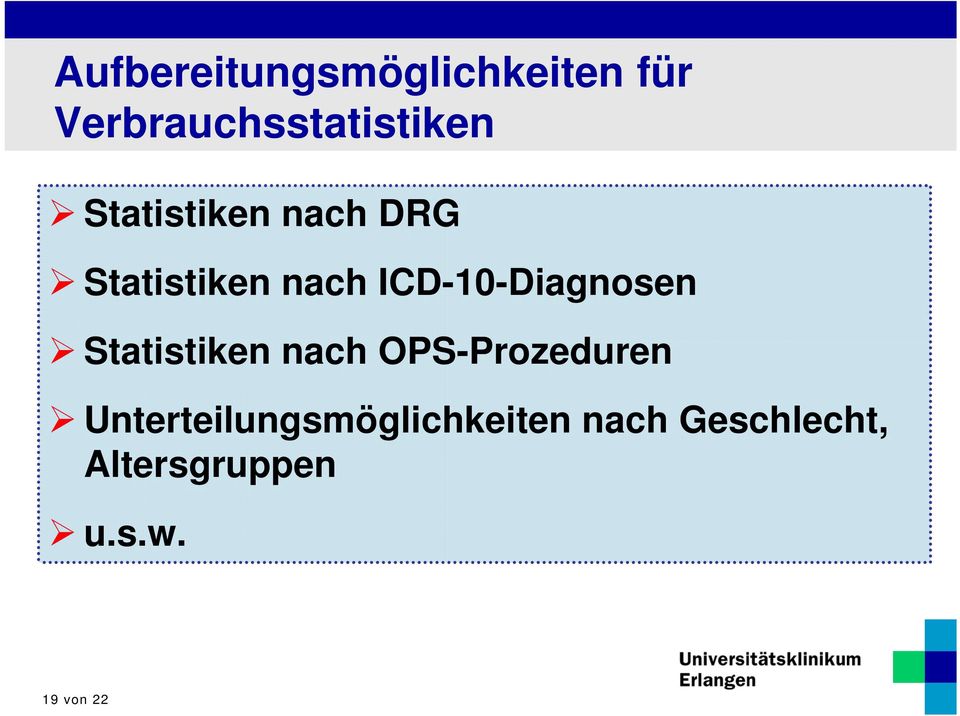 ICD-10-Diagnosen Statistiken nach OPS-Prozeduren