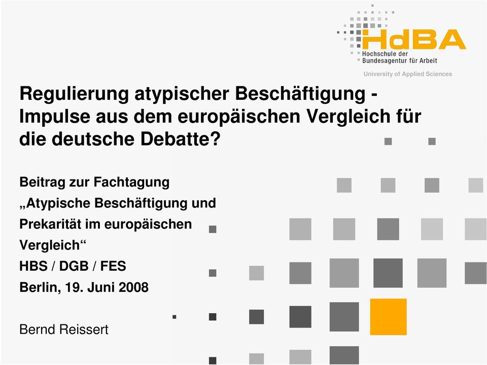 Beitrag zur Fachtagung Atypische Beschäftigung und