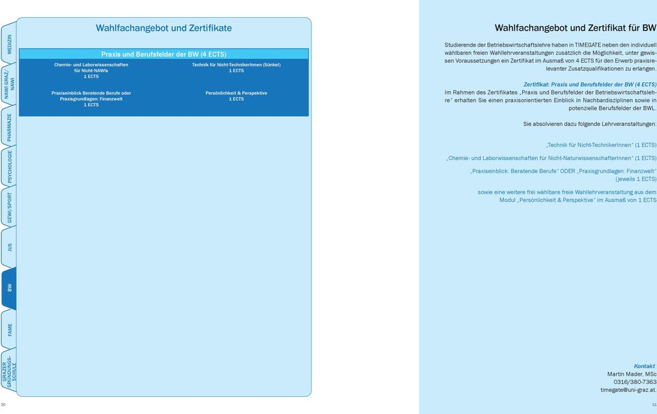 Wahllehrveranstaltungen zusätzlich die Möglichkeit, unter gewissen Voraussetzungen ein Zertifikat im Ausmaß von 4 für den Erwerb praxisrelevanter Zusatzqualifikationen zu erlangen.