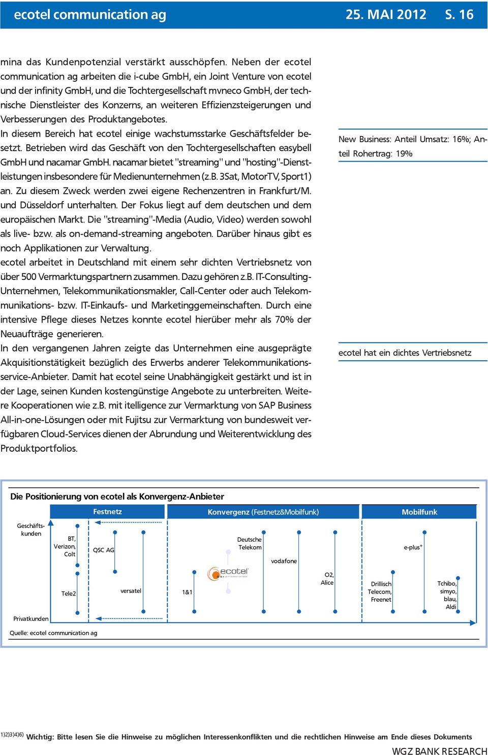 weiteren Effizienzsteigerungen und Verbesserungen des Produktangebotes. In diesem Bereich hat ecotel einige wachstumsstarke Geschäftsfelder besetzt.