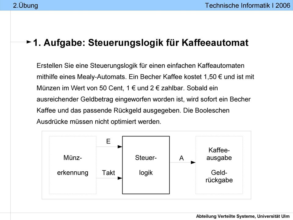 Sobald ein ausreichender Geldbetrag eingeworfen worden ist, wird sofort ein Becher Kaffee und das passende ückgeld