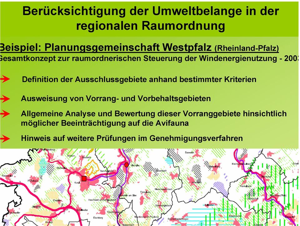 Ausschlussgebiete anhand bestimmter Kriterien Ausweisung von Vorrang- und Vorbehaltsgebieten Allgemeine Analyse und